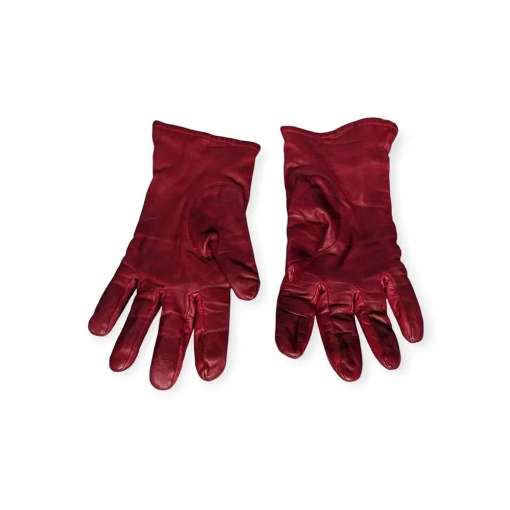 Vintage Genuine Red Leather Lined Women's Gloves One Size Fits Most